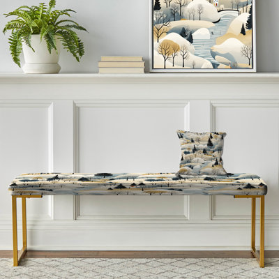 Banc floral rembourré or