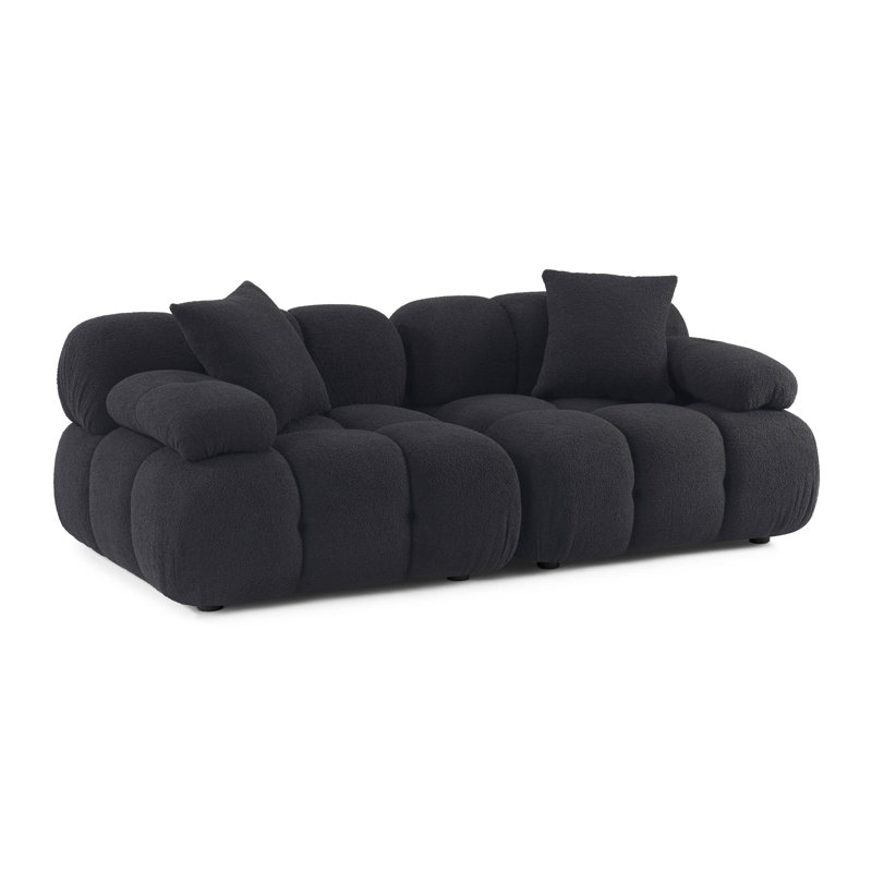 Chesnie Black Vegan Shearling Modular Loveseat