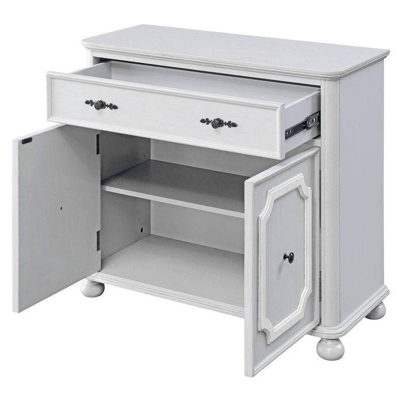 Grey 2-Door Accent Cabinet With 1 Drawer