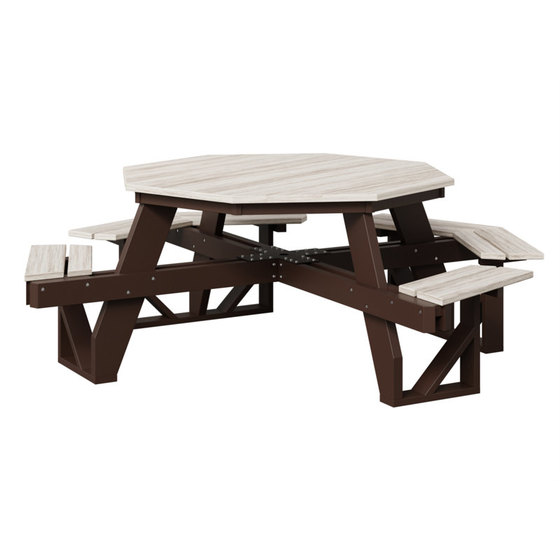 Table de pique-nique Ada, Seashell Top/Chocolate Brown Base