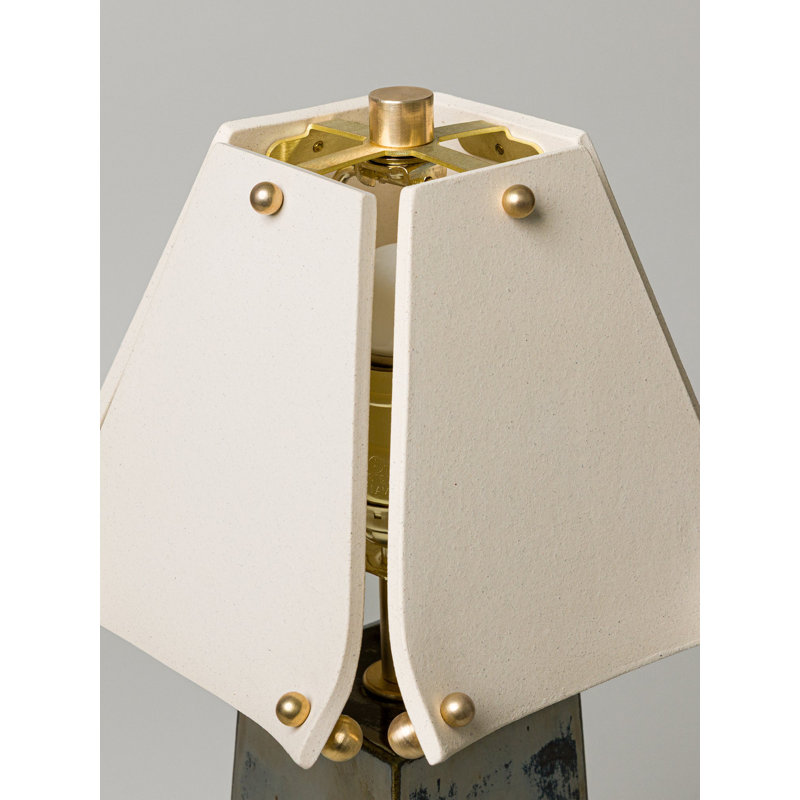 Osen Table Lamp, Bone, Obsidian, 18" H x 7.5" W x 7.5" D