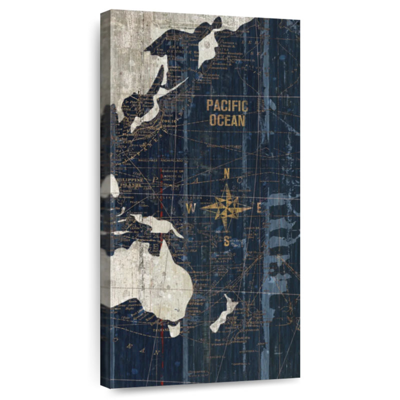 Carte du vieux monde - V bleu, H 24 po x l 12 po