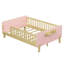 Lit d'enfant standard, lit plateforme en bois avec tête et pied de lit, rose-996003224