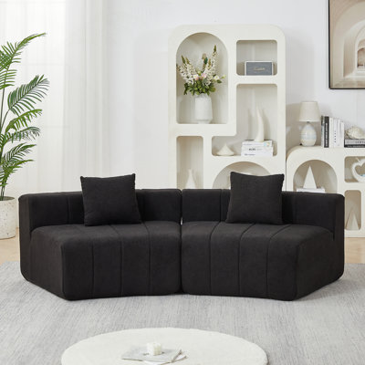 Canapé modulaire courbé en chenille avec coussins pour le salon, la chambre à coucher, le bureau, le coin lecture et le confort du hall.