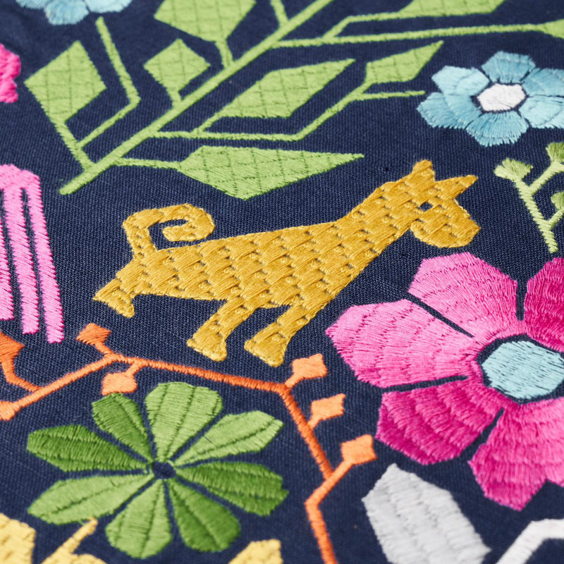 Lupita Embroidery Fabric, Pink/Green/Navy