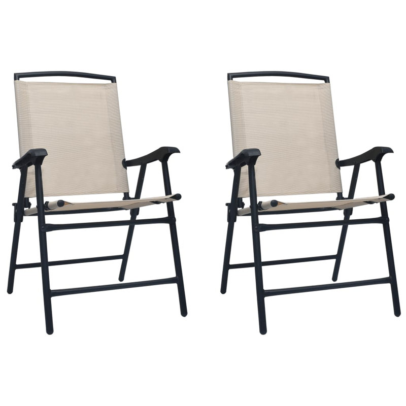 Brasfield Patio Folding Chair Folding Chair Set, Cream