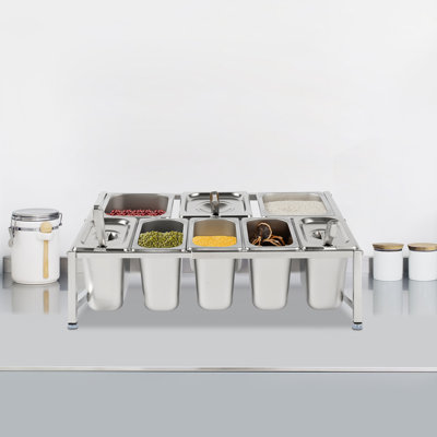 Support à épices en acier inoxydable avec 8 assiettes et cuillères pour café, restaurant et cuisine