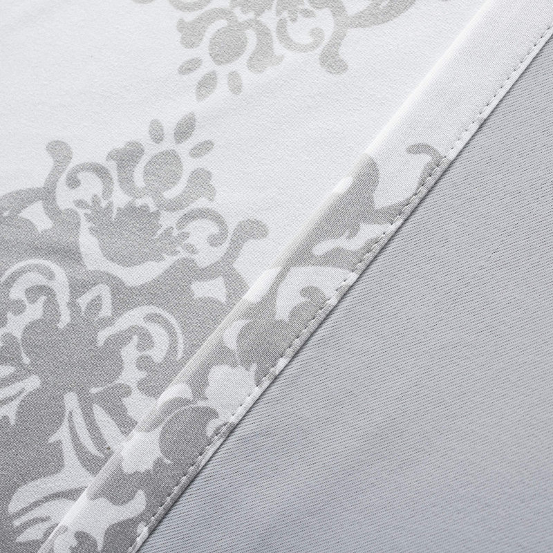 Janey Blackout Curtain Pair, White/Gray, 52" W x 63" L