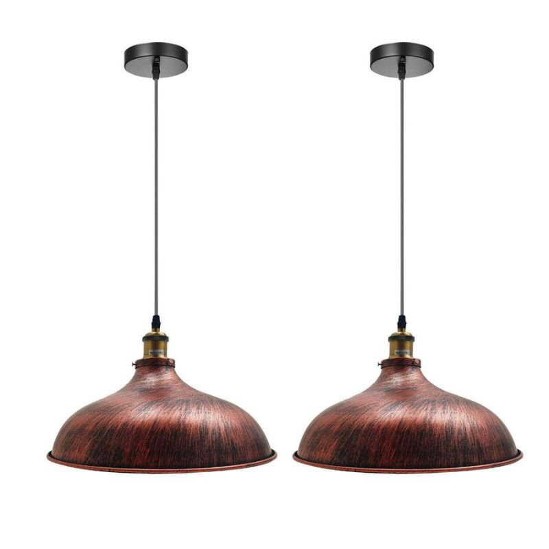 2 - Light Rustic Red Dome Pendant