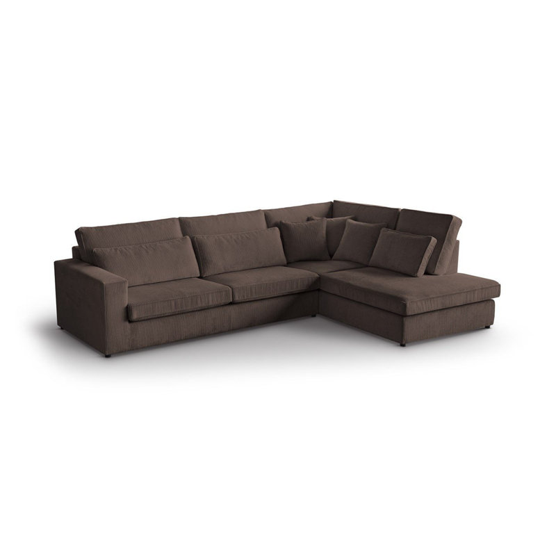 Preslea 6 Seater Sofa & Chaise, Right Hand Facing, Brown