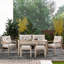 6 - Person Solid Wood Patio Dining Set Rectangular Table-746390191-746390161