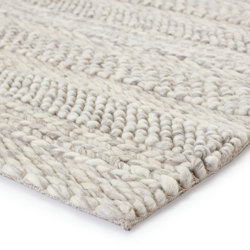 Scandinavia Dula Wool Area Rug in Ivory/Light Gray, Rectangle 2' x 3'