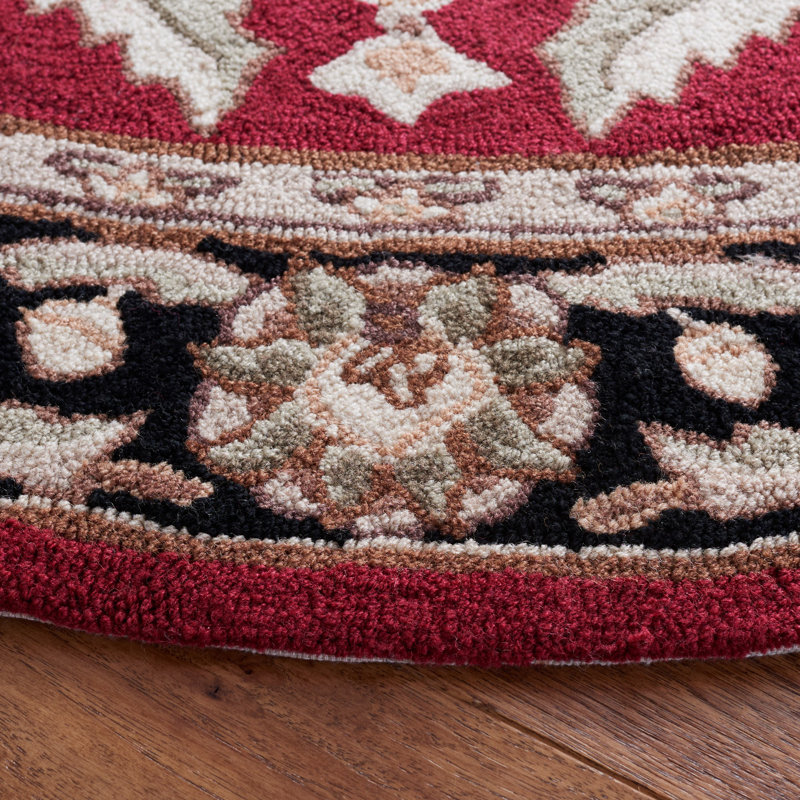 Taran Oriental Hand Hooked Red Area Rug, Rectangle 2' x 3'