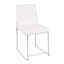 Ensemble de 2 chaises d'appoint à dossier haut, style contemporain, revêtement en velours blanc éclatant avec structure en acier inoxydable, hauteur de salle à manger fixe