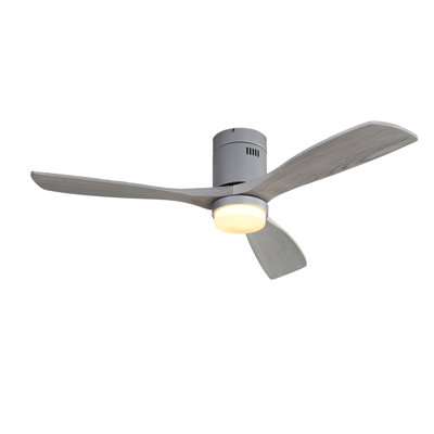 52 Inch Decorative LED Ceiling Fan With Dimmable LED Light 6 Speed Remote 3 Solid Wood Blades Reversible DC Motor For Living Room