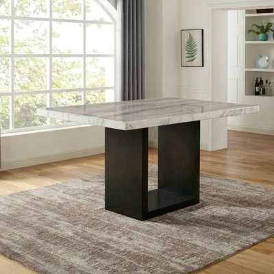 Sièges de table de salle à manger à hauteur de comptoir en marbre blanc et noir de style contemporain Maurice 6