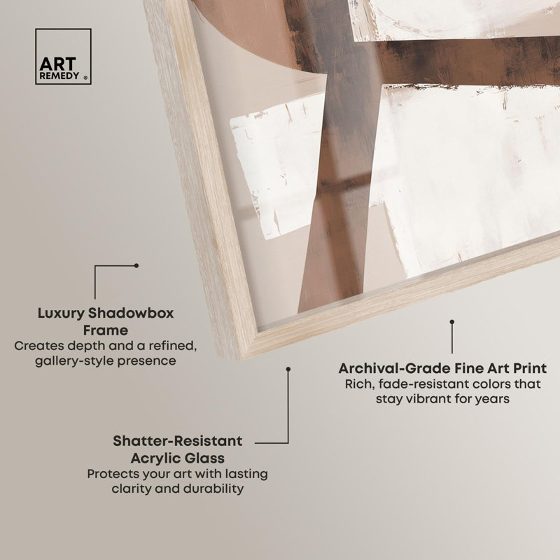 Impression de boîte-cadre déco déconstruite forme brune II par Art Remedy, H 25 po x l 21 po, Crème
