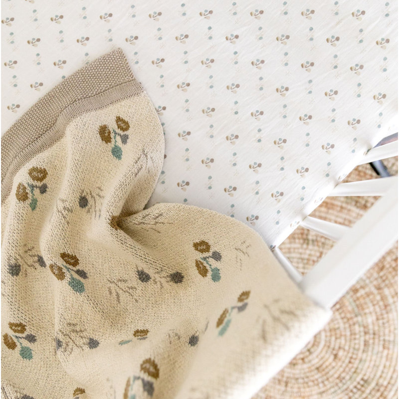 Avery Organic Cotton Knitted Baby Blanket (poppy)