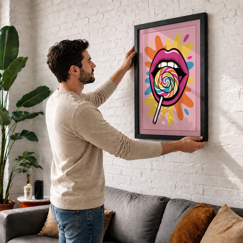 Playful Pop Mouth Pop Art - Print, A3 - 42.0 x 29.7 cm, White