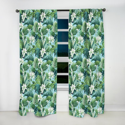Motif tropical de brise azur Azure I - rideau tropical - obscurcissant en velours - 1 panneau