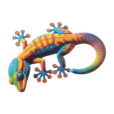 18 Inch Burano Gecko Wall Decor Metal Indoor Outdoor Wall Decor Standard - Blue