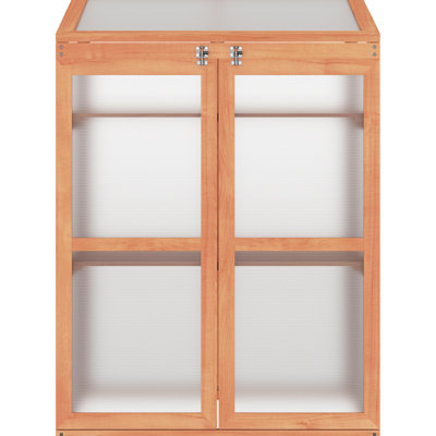 Armoire de serre en bois, 30 po x 24 po x 44 po, bois massif, 2 tablettes à lattes, plateau ouvert pour plantes de balcon, longueur 30 po x largeur 24 po, hauteur 44 po, terrasse sur le toit