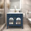 Meuble-lavabo de salle de bain 35,6 po avec lavabo, meuble-lavabo autoportant avec 1 tiroir rabattable et 1 grande armoire, tablette réglable, verre à motif, bande lumineuse à capteur de mouvement-899272321