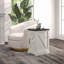 Table de bout avec station de charge et ports USB, table d'appoint Farmhouse avec armoire de rangement, patiné