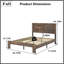 Structure de lit plateforme en bois brun foncé avec rangement - sans bruit, aucun sommier requis, assemblage facile-1085524700-1084822834