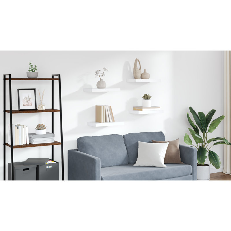 Ensemble de 4 tablettes murales pour cadres photo, H 1,5 po x l 15,7 po x P 9,1 po, Blanc
