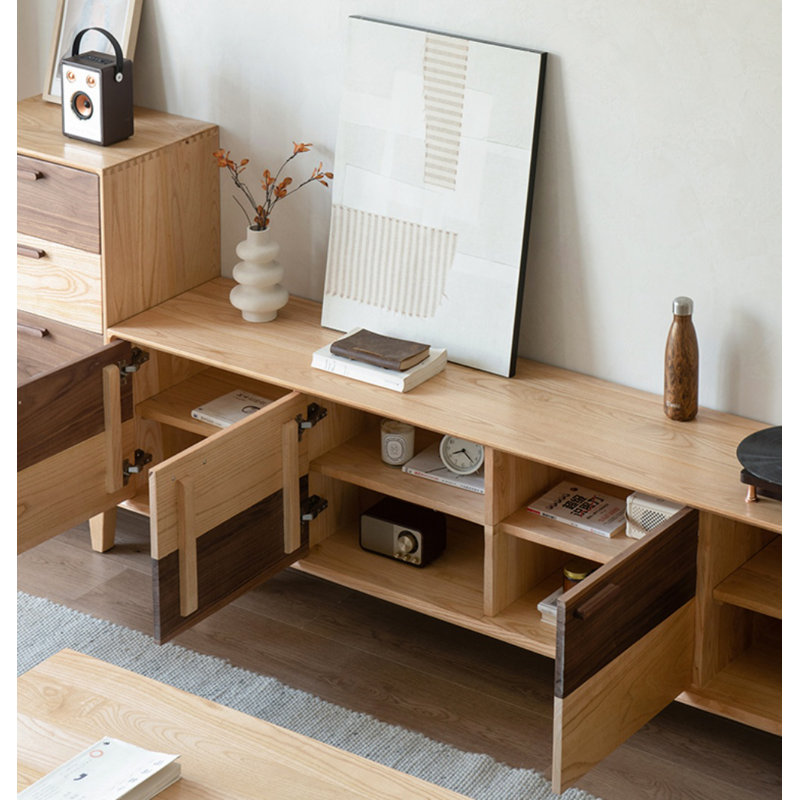 Crédence de rangement simple en bois massif de 78,7 po de largeur