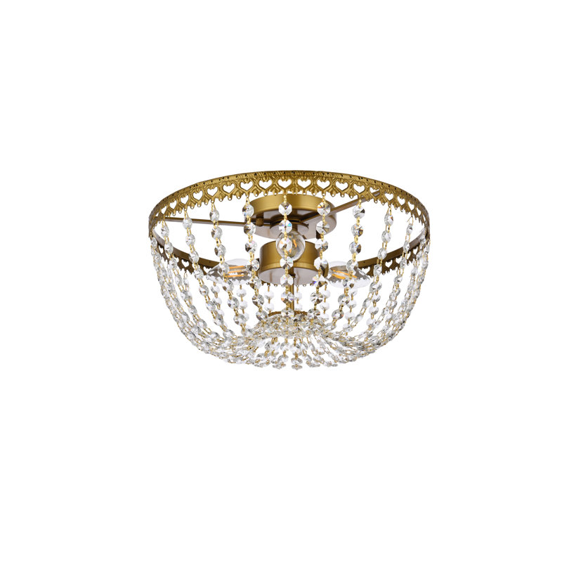 Plafonnier encastré 3 lumières Attahrawi, Laiton, H 8,5 po x l 14 po x P 14 po