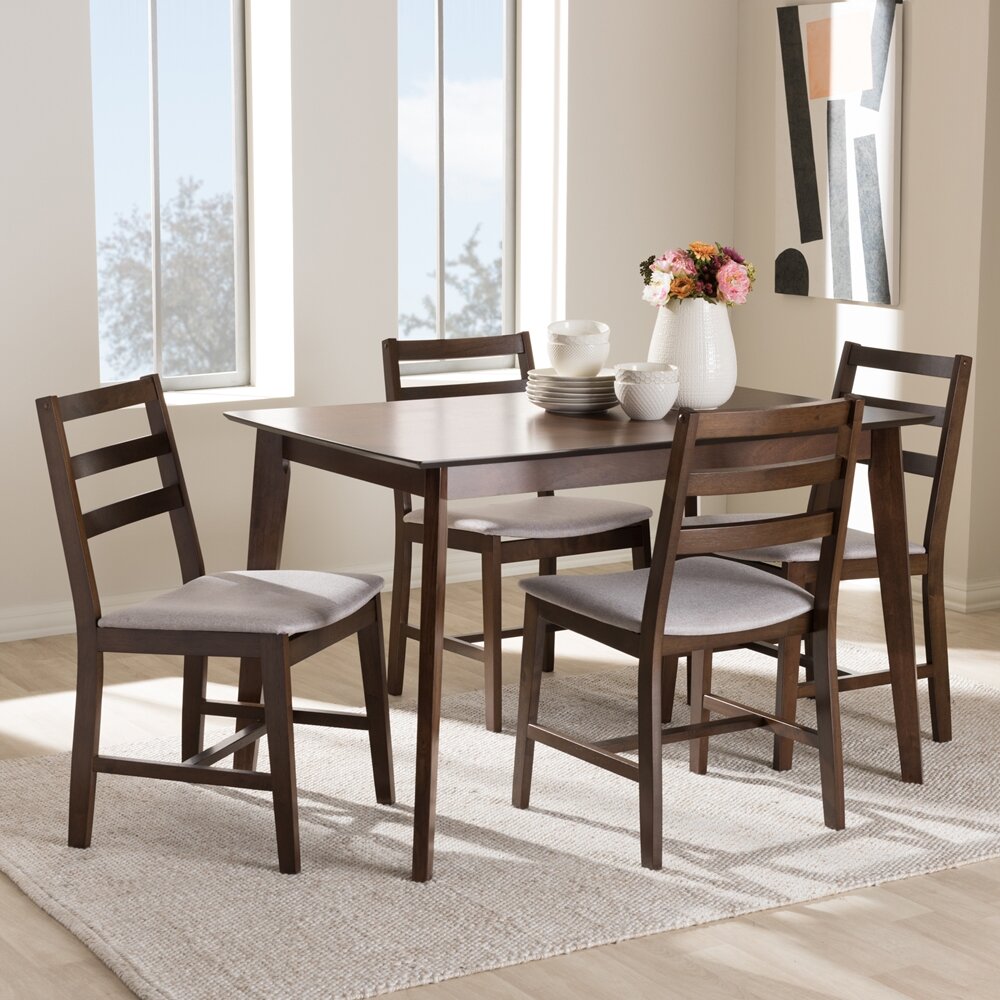 Gracie Oaks Winfree 5 - Piece Solid Wood Dining Set & Reviews | Wayfair