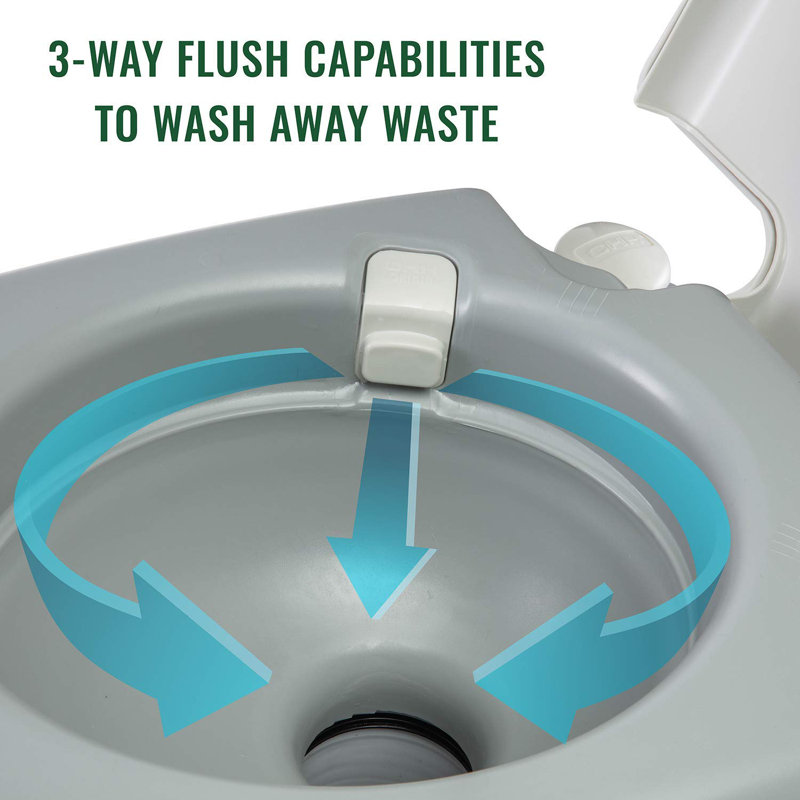 Gray Portable Camping Toilet with Power Flush and 5.3 Gallon Tank