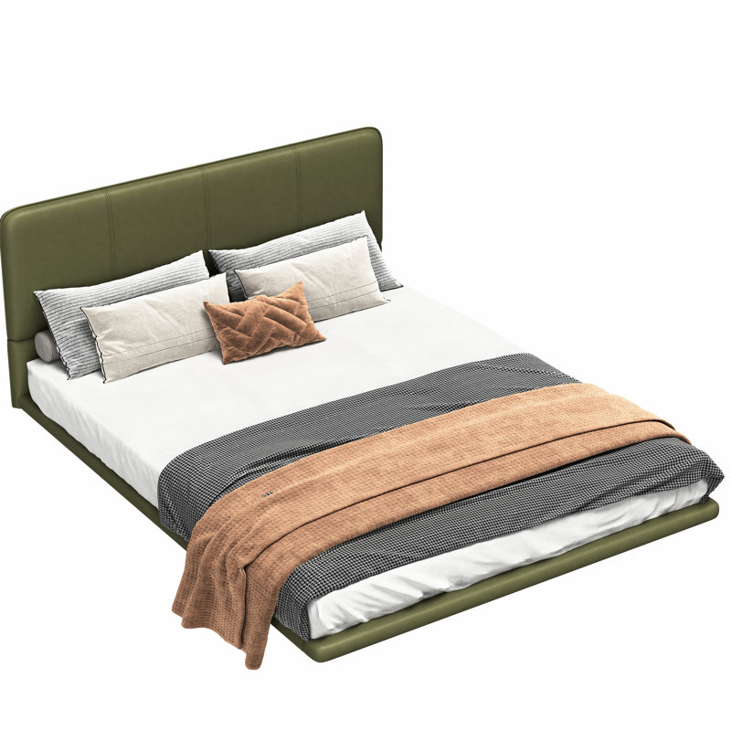 , Lit double, Lit flottant moderne, Led, Plateforme en cuir PU, Sommeil confortable, Lit plateforme de taille simple avec télécommande en cuir, Structure fiable, Installation rapide
