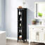 Armoire de salle de bain haute 63 po avec 2 portes à persiennes et tablette réglable, pieds surélevés noir-79034981