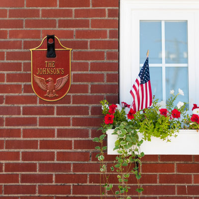 Eagle Flagpole Holder Plaque, Standard Wall 2-line