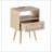 Rattan End Table With Drawer And Solid Wood Legs, Nightstand For Storage And Charging, Easy Assembly-1318840013