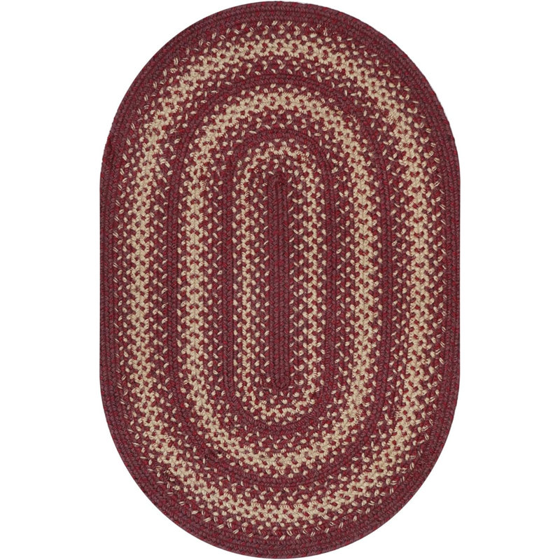 Autumn Maple Non Shedding Premium Jute Burgundy/Tan Rug, Oval 2' x 3'