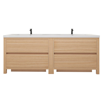 Meuble-lavabo double 83,5 po avec plateau en acrylique Maribell