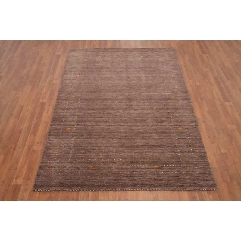 Handmade Brown Wool Gabbeh Style Oriental Rug 5x7
