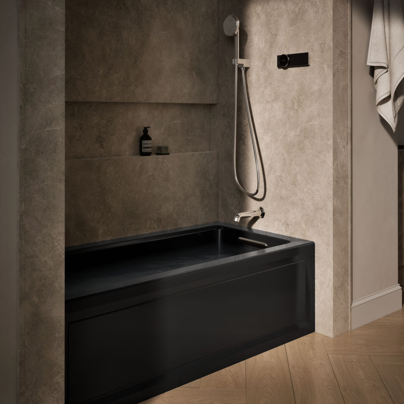 Archer 60" x 30" Alcove Whirlpool, Black, Right