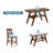 TOPMAX 6-Piece Wood Counter Height Dining Table Set With Storage Shelf, Kitchen Table Set With Bench And 4 Chairs,Rustic Style,Beige Cushion-1166189894