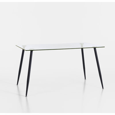 Azaiah Glass Aluminium Writing Desk