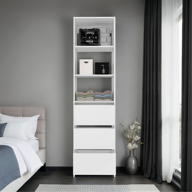 Placard Erie, 3 tiroirs, 3 tablettes, blanc