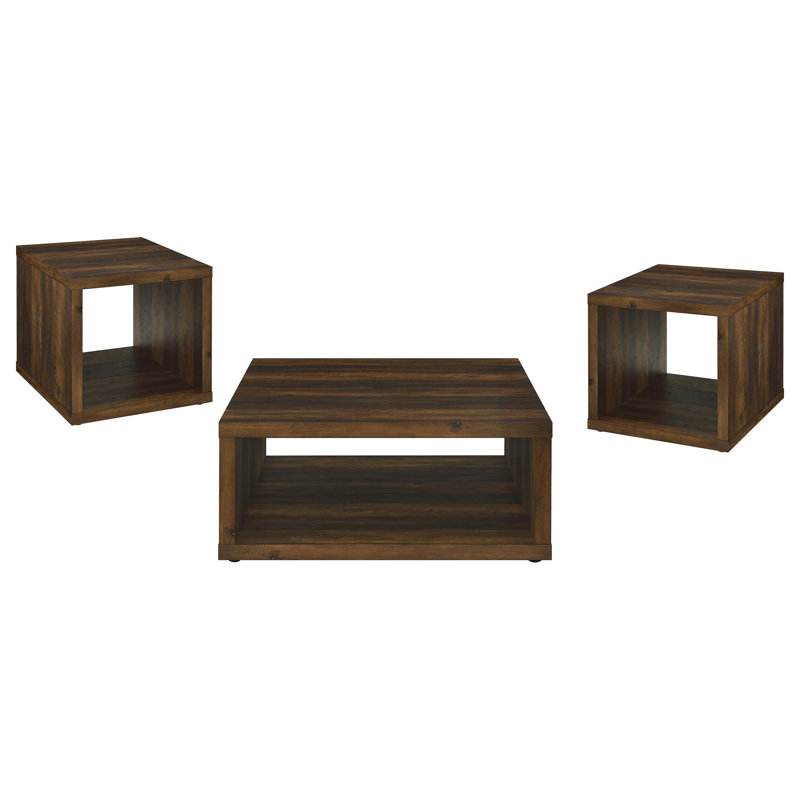 Grason Coffee And End Table Set, Dark Pine, 3 Pieces: 2 End Tables, Coffee Table