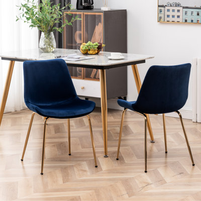 Chaises de salle à manger modernes et élégantes en velours bleu, de 2 chaises élégantes 2 pièces - confortables et