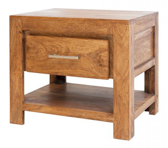 Granby 50cm W Solid Wood Bedside Table, Teak