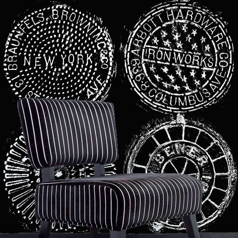 NYC Manhole, White/Black, Vinyl