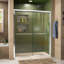 DreamLine Duet P 32 po x l 60 po x H 74 3/4 po porte de douche semi-encadrée en nickel brossé avec base de douche blanche à drain à gauche-136876842-136876845-137128032